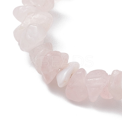 Natural Rose Quartz Chips Beaded Stretch Bracelets BJEW-TA00494-03-1