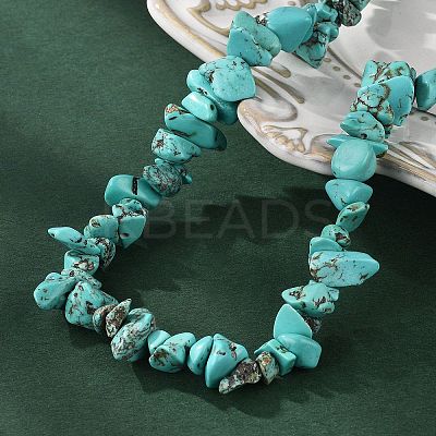 Synthetic Turquoise Chips Beaded Necklace NJEW-FZ00004-02-1