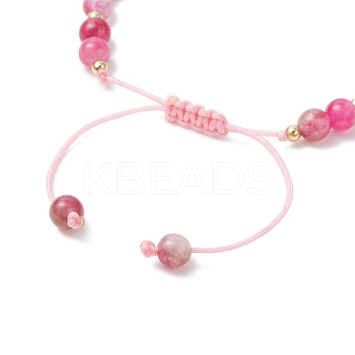 Natural Watermelon Tourmaline Beaded Braided Bead Bracelets for Women BJEW-JB12528-01-1