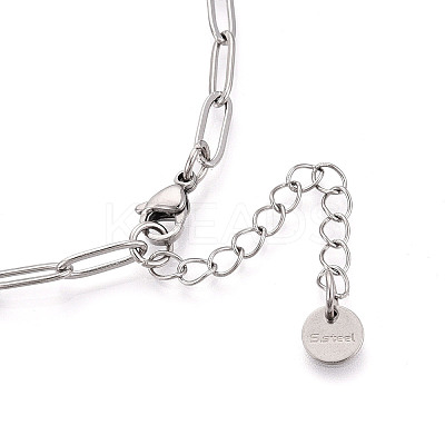 304 Stainless Steel Paperclip Chain Necklace NJEW-D045-14P-02-1