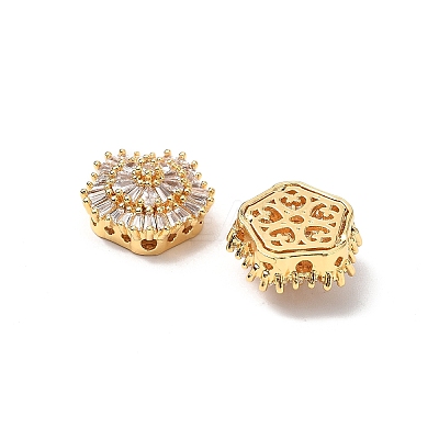 Brass Micro Pave Cubic Zirconia Beads KK-A259-11G-01-1
