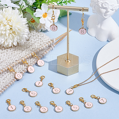 20Pcs 10 Styles Alloy Enamel Pendant Locking Stitch Markers HJEW-PH02083-1