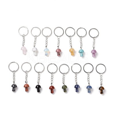 Mushroom Natural & Synthetic Gemstone Keychain KEYC-G055-03P-1