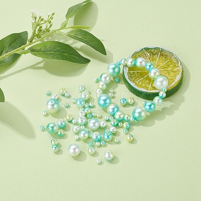 497Pcs 5 Style Rainbow ABS Plastic Imitation Pearl Beads OACR-YW0001-07E-1