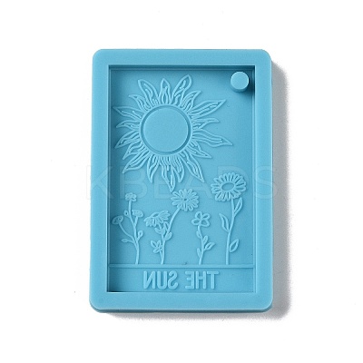 DIY Rectangle Tarot Card with Sun & Flower Pattern Pendant Food Grade Silicone Molds DIY-G083-04-1