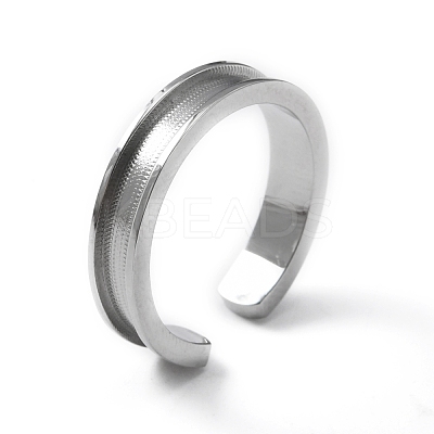 304 Stainless Steel Grooved Cuff Ring Settings RJEW-WH0009-01D-1