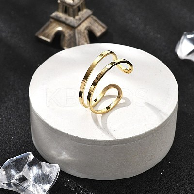 304 Stainless Steel Hollow Cuff Rings for Women RJEW-S395-01G-1