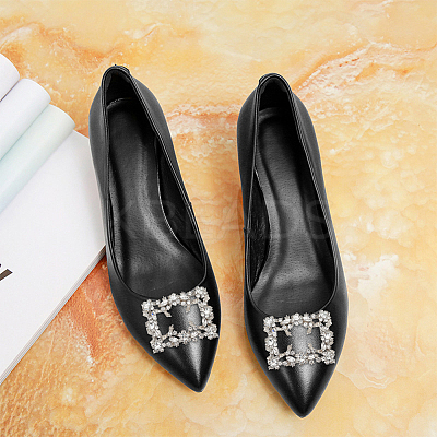 4Pcs 2 Styles Square/Rectangle Alloy Rhinestone Detachable Shoe Buckle Clips AJEW-WR0002-31P-1