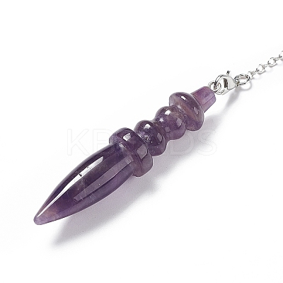 Natural Amethyst Pointed Dowsing Pendulums AJEW-B020-06P-01-1