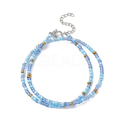 Glass Seed Beaded Two Loops Wrap Bracelet for Women BJEW-JB09216-1