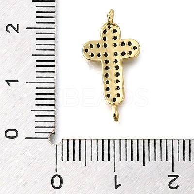 Brass Pave Black Cubic Zirconia Connector Charms KK-M101-02C-G01-1
