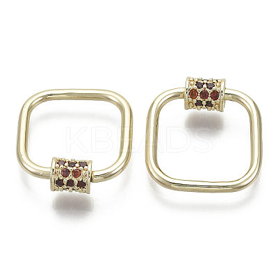 Brass Micro Pave Cubic Zirconia Screw Carabiner Lock Charms KK-R136-064D-NF-1