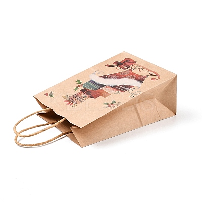 Christmas Theme Printed Kraft Paper Bags with Handles ABAG-M008-08D-1