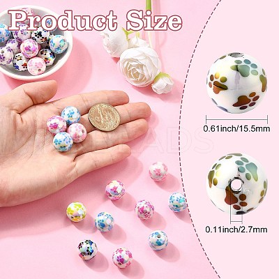 50Pcs AB Color Printed Opaque Acrylic Beads OACR-CJ0002-27-1