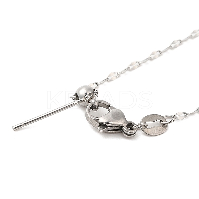 Non-Tarnish 304 Stainless Steel Dapped Chain Necklace for Women NJEW-G104-02P-1