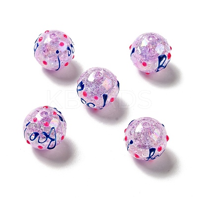 AB Color Transparent Crackle Acrylic Round Beads OACR-A013-04C-1