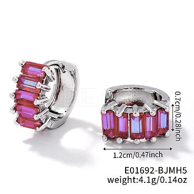 Cute Square Candy Brass Cubic Zirconia Hoop Earrings XX8349-1-1
