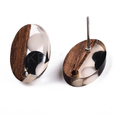 Resin & Walnut Wood Stud Earring Findings MAK-N032-004A-E01-1