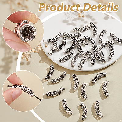 30Pcs Tibetan Style Alloy Curved Tube Beads FIND-PH0022-67A-1