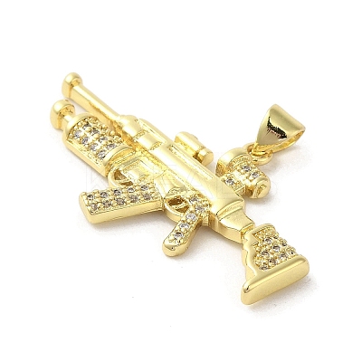 Rack Plating Brass Micro Pave Cubic Zirconia Pendants KK-C052-08B-G-1