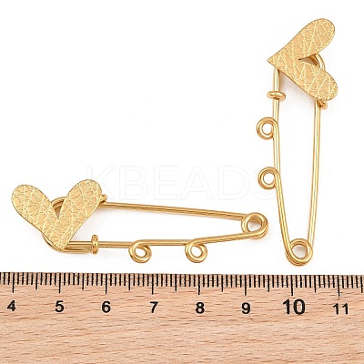 Crisscross Heart 304 Stainless Steel Safety Pins Brooch Findings SA-CBA098D-15E-G02-1
