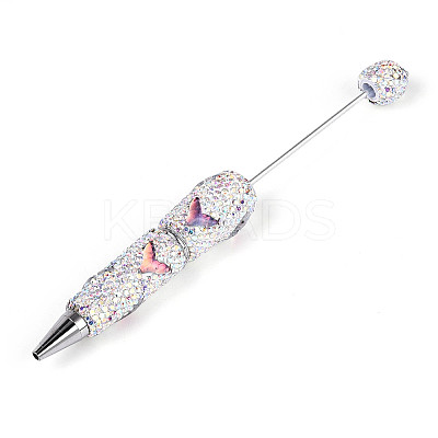 Fishtail Resin & Polymer Clay Pave Rhinestone Ball-Point Pen AJEW-T013-05M-1
