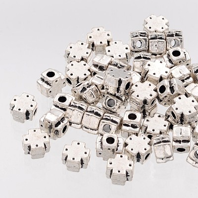Greek Cross Tibetan Style Alloy Beads AB5085Y-1