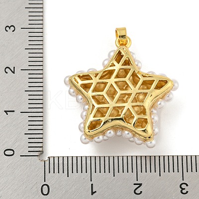 Rack Plating Brass & ABS Plastic Imitation Pearl Pendants X-KK-N255-03C-G-RS-1