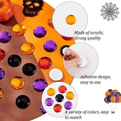 48Pcs 4 Styles Halloween Self-Adhesive Acrylic Rhinestone Stickers STIC-FG0001-06-1