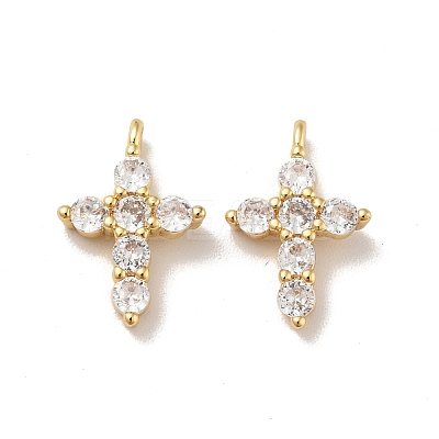 Brass Micro Pave Cubic Zirconia Pendants X-KK-B059-18G-1