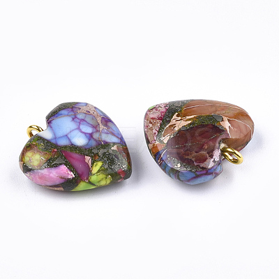 Synthetic Gold Line Regalite/Imperial Jasper/Sea Sediment Jasper Pendants G-T111-03A-1