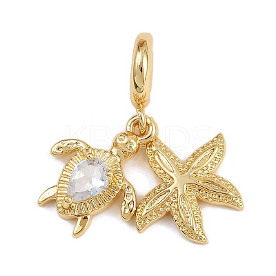 Brass Pave Clear Cubic Zirconia European Dangle Charms X-KK-N271-43G-1
