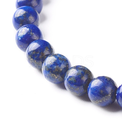 Natural Lapis Lazuli(Dyed) Round Beads Stretch Bracelets Set BJEW-JB06980-03-1
