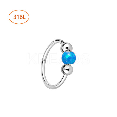 316L Surgical Stainless Steel & Synthetic Opal Ball Hoop Nose Rings WGD306E-02-1