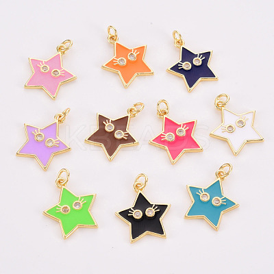 Brass Micro Pave Clear Cubic Zirconia Pendants ZIRC-S067-065-NR-1