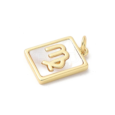 Brass Pave Natural White Shell Pendants KK-S522-09G-D-1