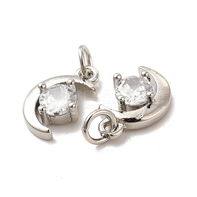 Rack Plating Brass Micro Pave Clear Cubic Zirconia Pendants KK-E081-11P-1