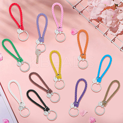 12Pcs 12 Colors PU Leather Knitting Keychains KEYC-CL0001-21-1
