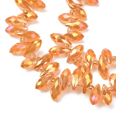 Electroplate Glass Faceted Teardrop Beads Strands EGLA-D014-09-1