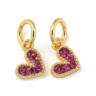 Rack Plating Brass Micro Pave FireBrick Cubic Zirconia Pendants KK-P245-02G-01-1