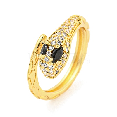 304 Stainless Steel Cubic Zirconia Open Cuff Ring for Women RJEW-S406-05G-02-1