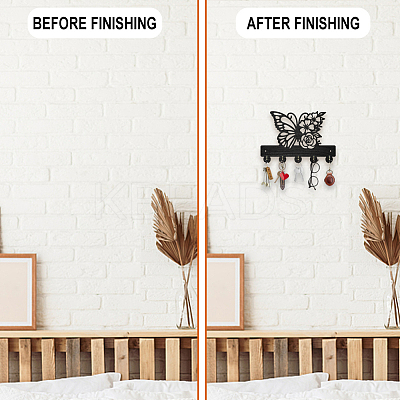 Wood & Iron Wall Mounted Hangers HJEW-WH0055-146-1