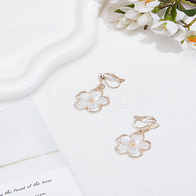 1 Pair Flower Alloy Clip-on Earrings EJEW-LP0007-084-1