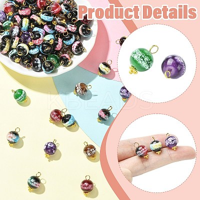 100Pcs Baking Paint Imitation Jade Glass Pendants PALLOY-CJ00195-1
