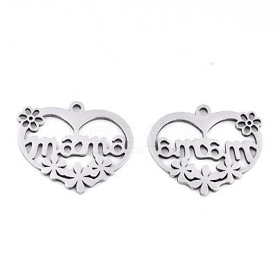 Non-Tarnish Mother's Day 201 Stainless Steel Pendants STAS-S081-080-1