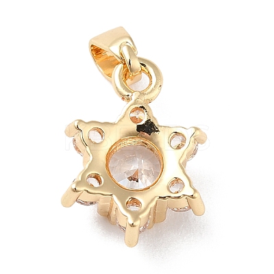 Rack Plating Brass Micro Pave Clear Cubic Zirconia Pendants ZIRC-F128-01G-1