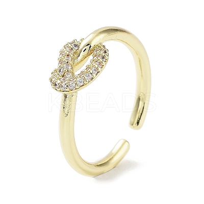 Knot Rack Plating Brass Micro Pave Clear Cubic Zirconia Open Rings RJEW-D020-10G-1