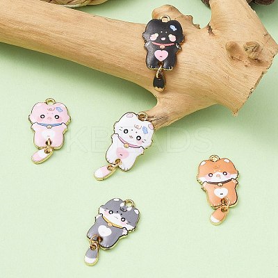 5Pcs 5 Colors Alloy Enamel Pendants ENAM-YW0003-65-1