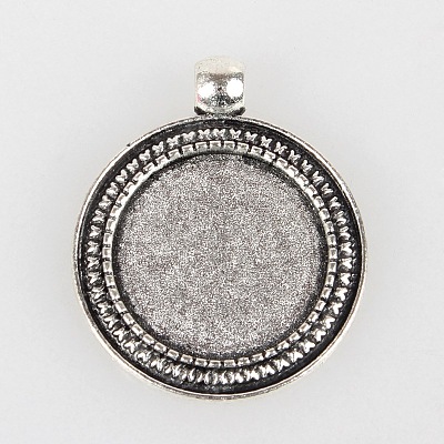 Vintage Tibetan Style Alloy Pendant Cabochon Bezel Settings X-TIBEP-O006-07AS-1
