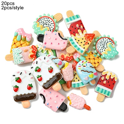 20Pcs 10 Styles Resin Cabochons CRES-YW0001-30-1